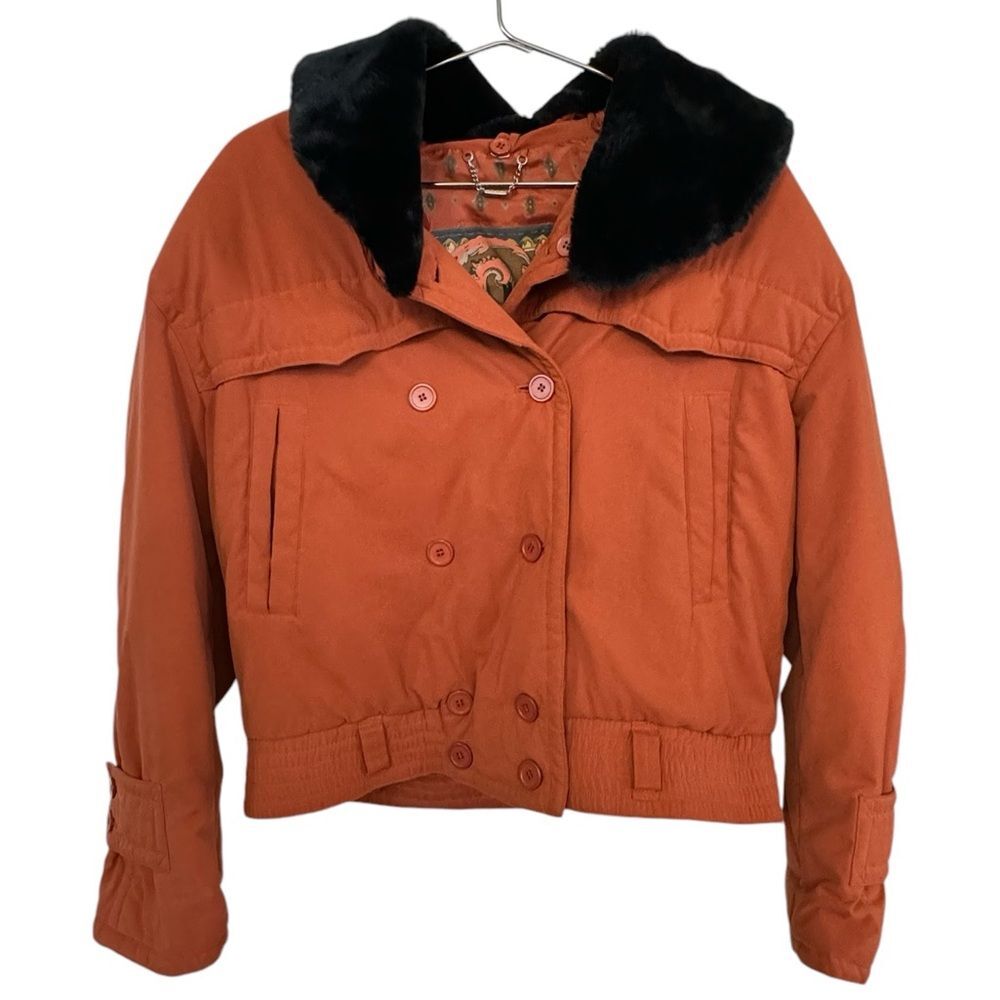 Vintage High End Viscose Burnt Orange MONDI Women’s Puffer Jacket MINTY 38